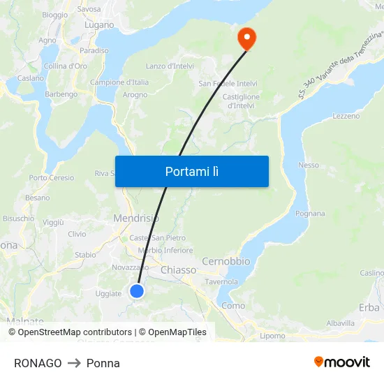 RONAGO to Ponna map