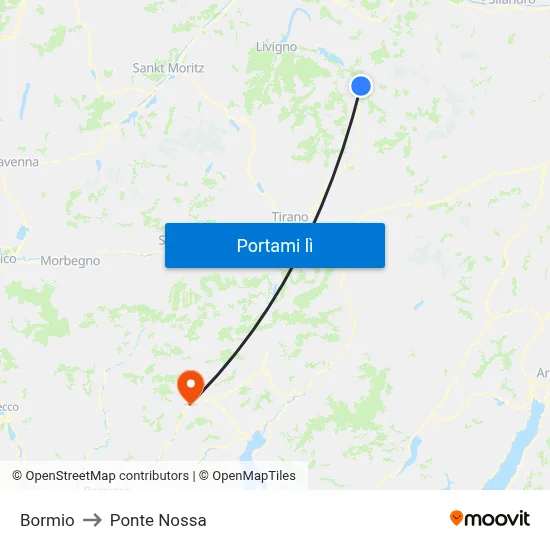 Bormio to Ponte Nossa map
