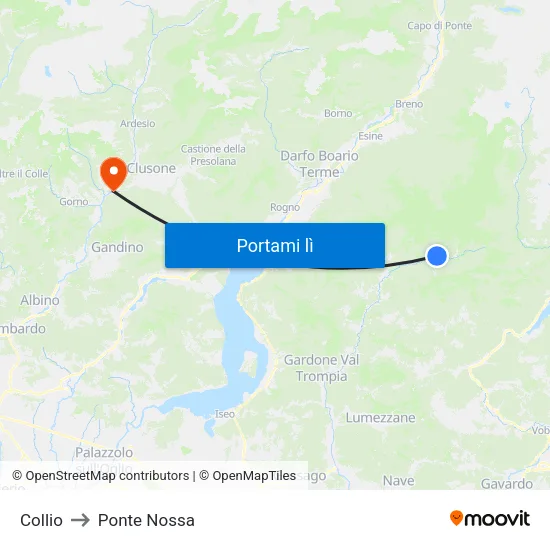 Collio to Ponte Nossa map