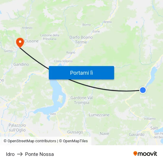 Idro to Ponte Nossa map