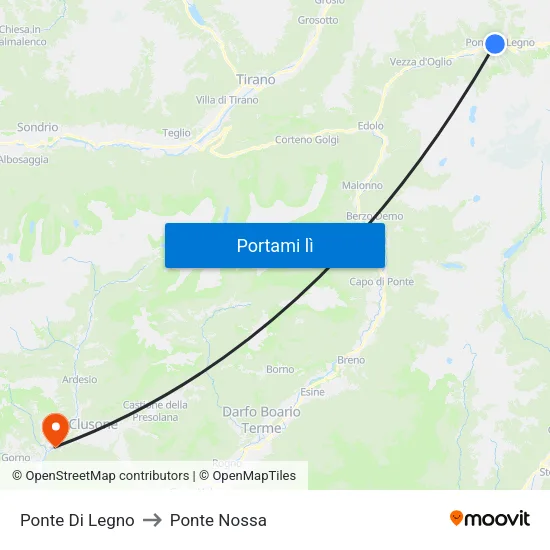 Ponte Di Legno to Ponte Nossa map
