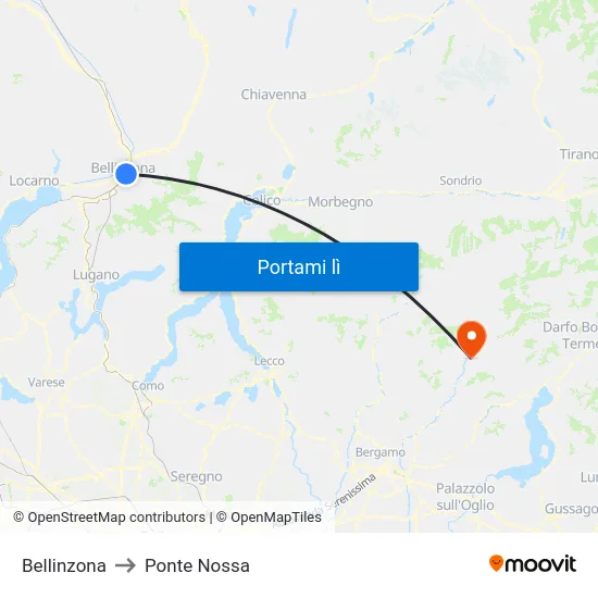 Bellinzona to Ponte Nossa map