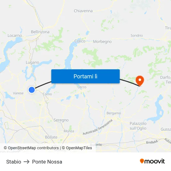 Stabio to Ponte Nossa map