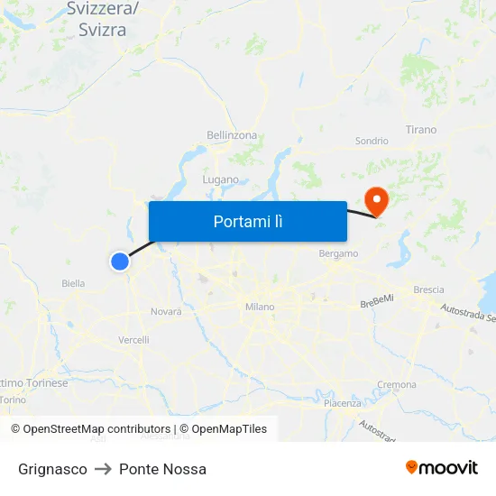Grignasco to Ponte Nossa map