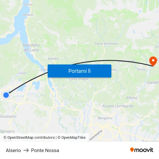 Alserio to Ponte Nossa map