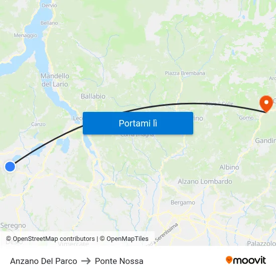 Anzano Del Parco to Ponte Nossa map