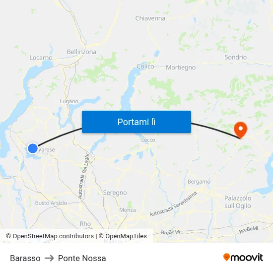 Barasso to Ponte Nossa map
