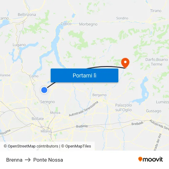 Brenna to Ponte Nossa map