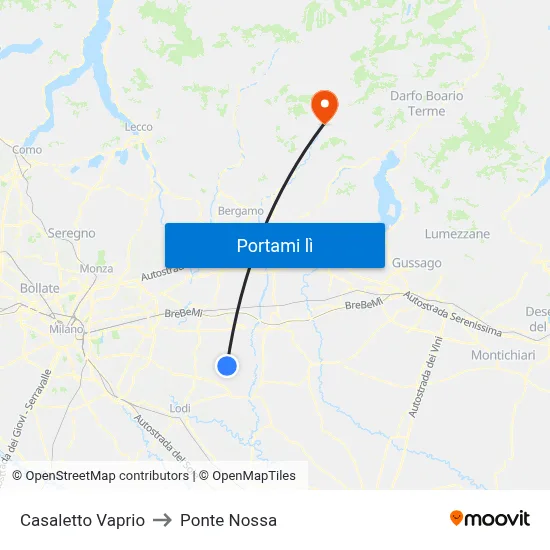 Casaletto Vaprio to Ponte Nossa map