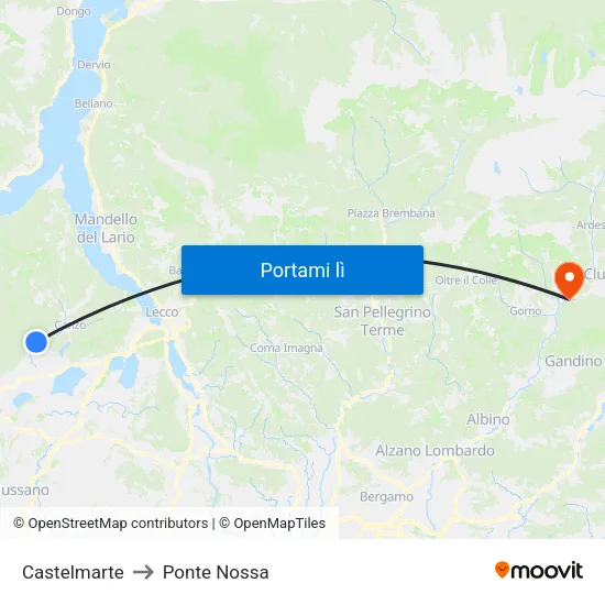Castelmarte to Ponte Nossa map