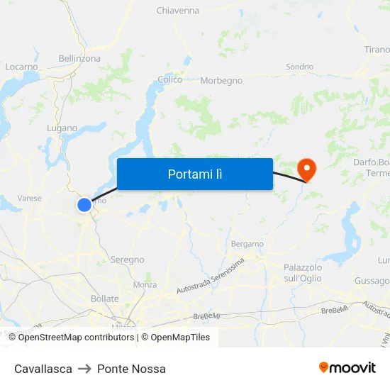 Cavallasca to Ponte Nossa map