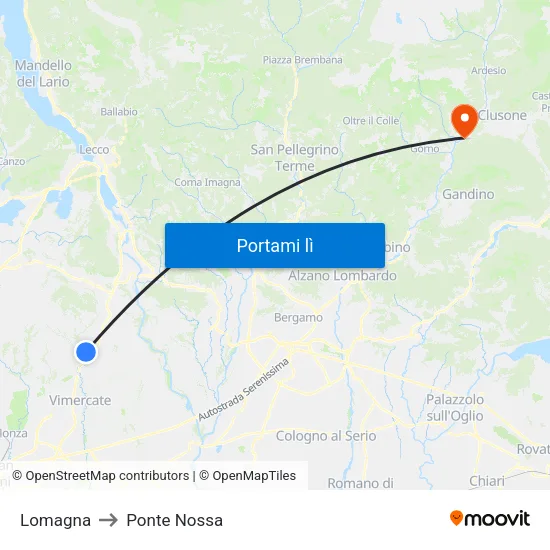Lomagna to Ponte Nossa map