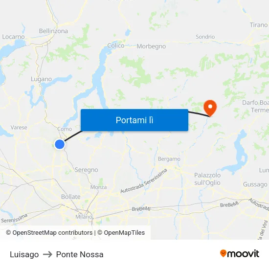 Luisago to Ponte Nossa map