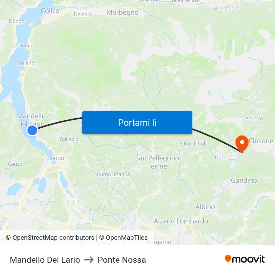 Mandello Del Lario to Ponte Nossa map