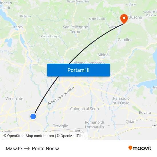 Masate to Ponte Nossa map