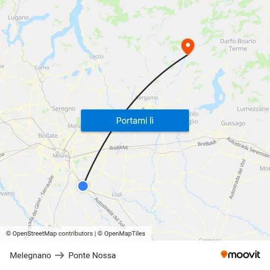 Melegnano to Ponte Nossa map