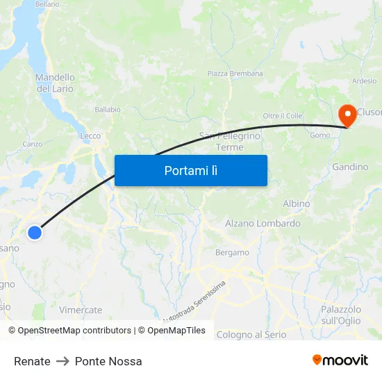 Renate to Ponte Nossa map
