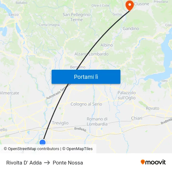 Rivolta D' Adda to Ponte Nossa map