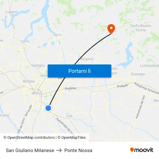 San Giuliano Milanese to Ponte Nossa map