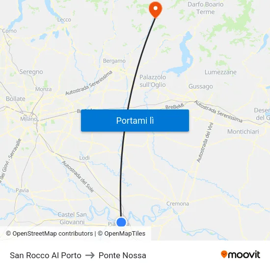 San Rocco Al Porto to Ponte Nossa map