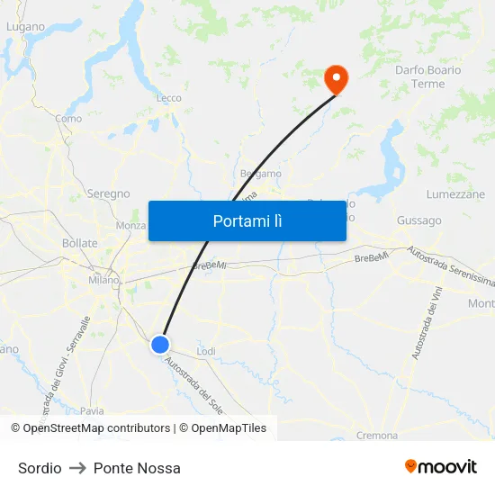 Sordio to Ponte Nossa map