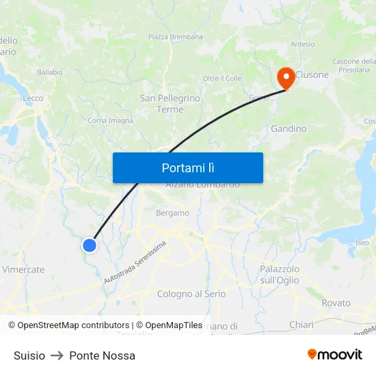 Suisio to Ponte Nossa map