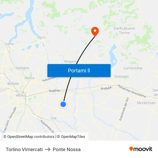 Torlino Vimercati to Ponte Nossa map