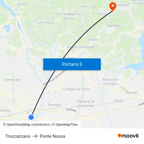 Truccazzano to Ponte Nossa map