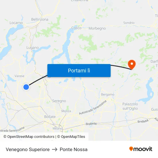 Venegono Superiore to Ponte Nossa map