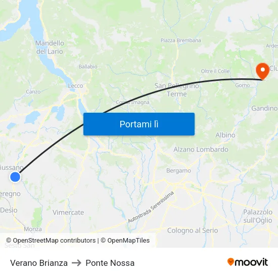 Verano Brianza to Ponte Nossa map
