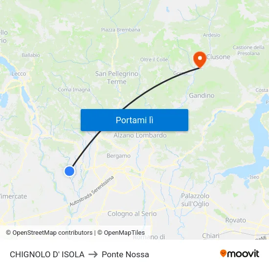 CHIGNOLO D' ISOLA to Ponte Nossa map