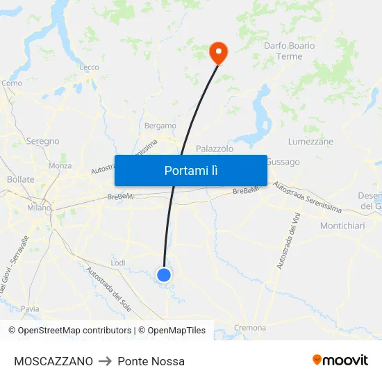 MOSCAZZANO to Ponte Nossa map