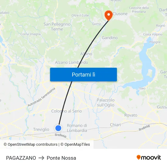 PAGAZZANO to Ponte Nossa map