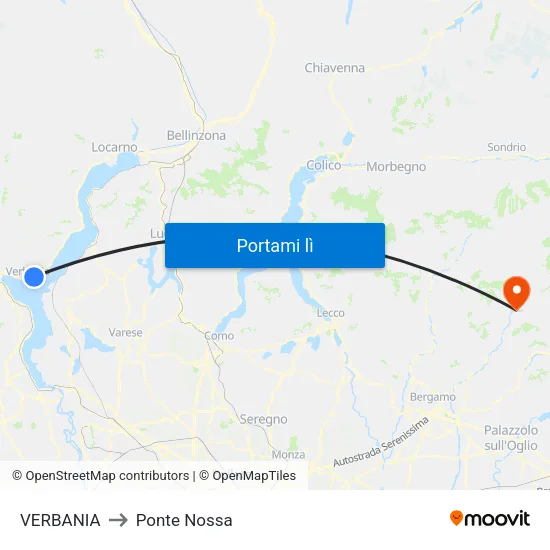 VERBANIA to Ponte Nossa map