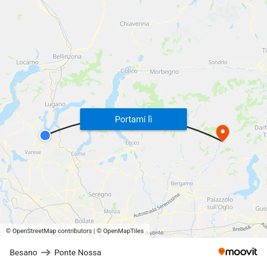 Besano to Ponte Nossa map