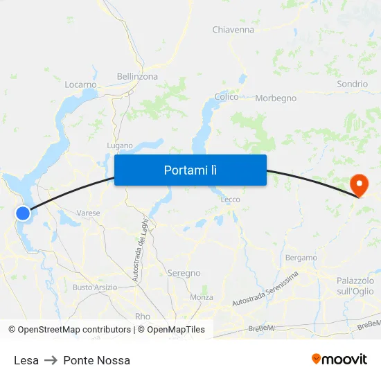 Lesa to Ponte Nossa map