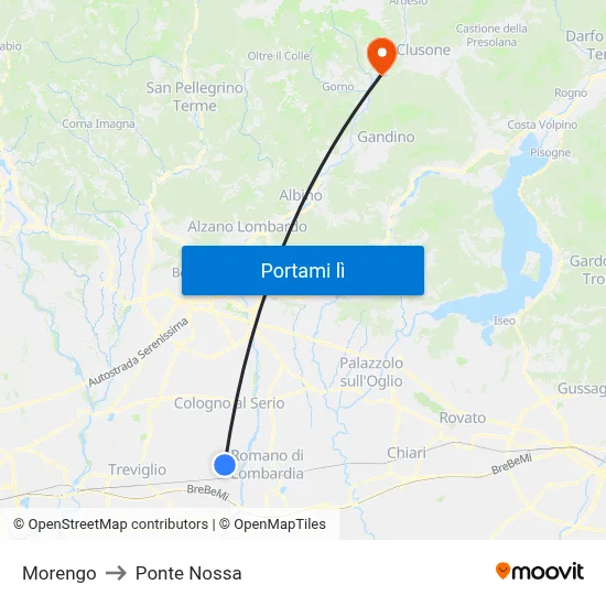 Morengo to Ponte Nossa map