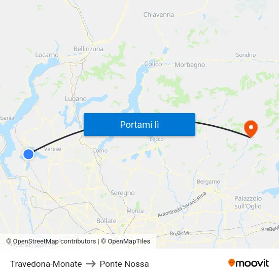 Travedona-Monate to Ponte Nossa map