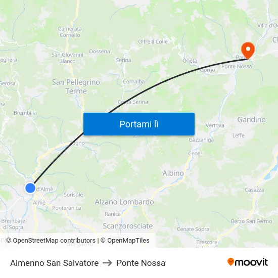 Almenno San Salvatore to Ponte Nossa map