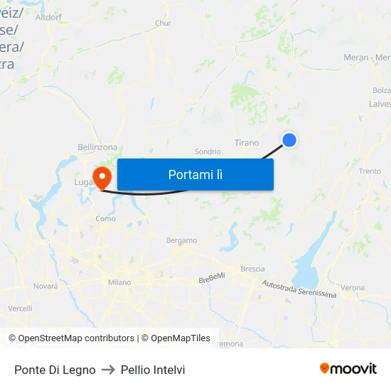 Ponte Di Legno to Pellio Intelvi map