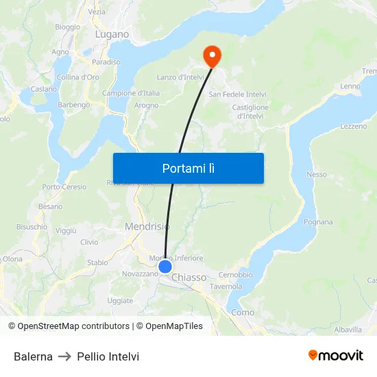 Balerna to Pellio Intelvi map