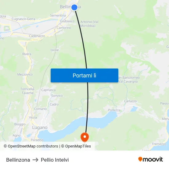 Bellinzona to Pellio Intelvi map