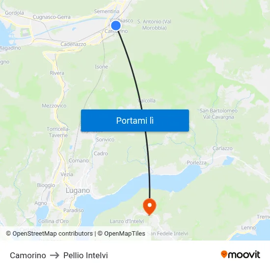 Camorino to Pellio Intelvi map