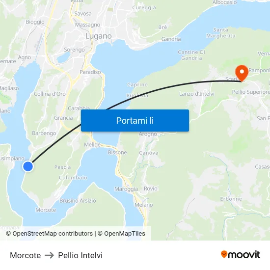 Morcote to Pellio Intelvi map