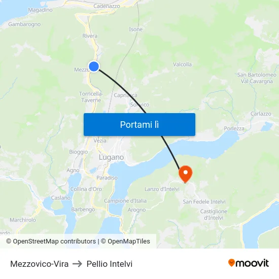 Mezzovico-Vira to Pellio Intelvi map