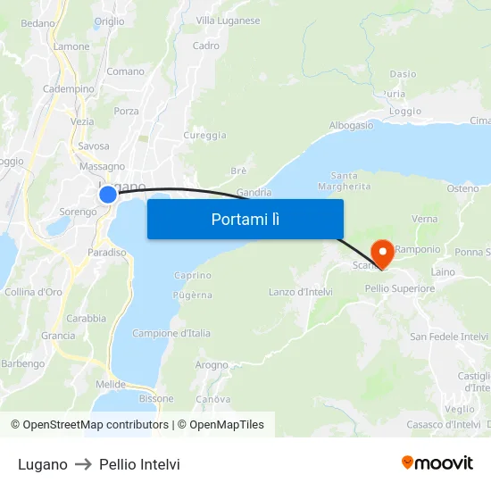 Lugano to Pellio Intelvi map