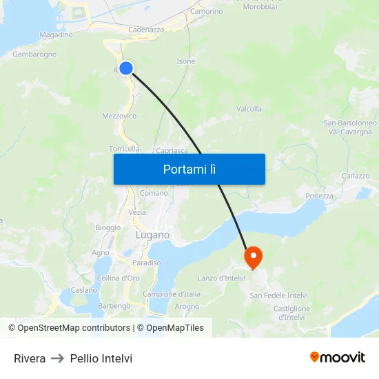 Rivera to Pellio Intelvi map