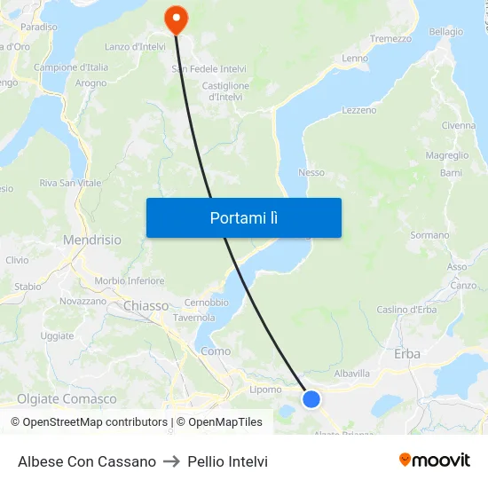 Albese Con Cassano to Pellio Intelvi map