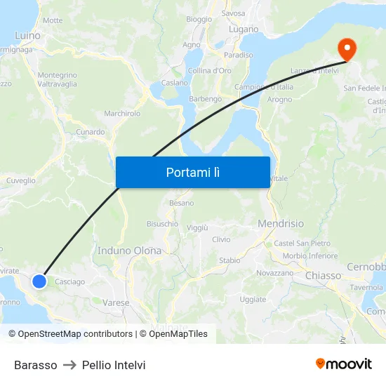 Barasso to Pellio Intelvi map