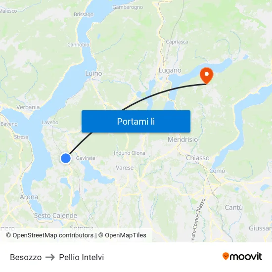 Besozzo to Pellio Intelvi map